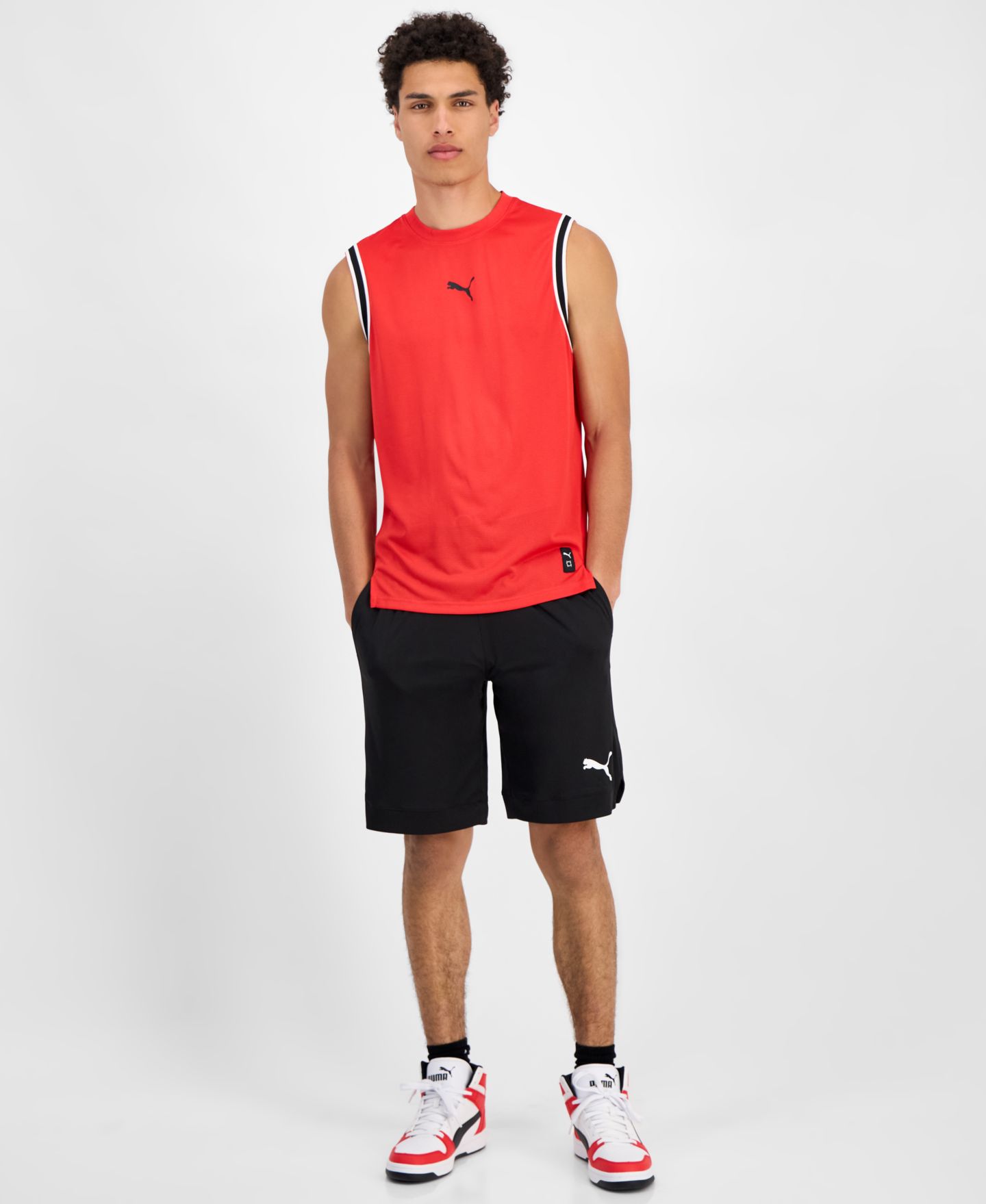 Мужской топ PUMA Winning Shot Regular-Fit Mesh Logo, цвет: Красный — фото 2