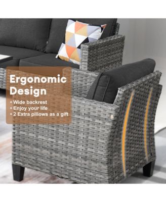 Patio Furniture Set 7 Piece High Back Sofa Outdoor Conversation Sets All Weather Wicker Rattan Sectional Sofa Set Couch and Chairs Garden Backyard Porch