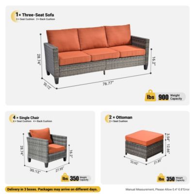 Patio Furniture Set 7 Piece High Back Sofa Outdoor Conversation Sets All Weather Wicker Rattan Sectional Sofa Set Couch and Chairs Garden Backyard Porch