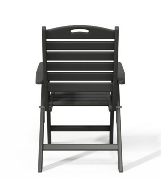 7-Piece HDPE Rectangular Patio Dining Table Set with Foldable Chairs