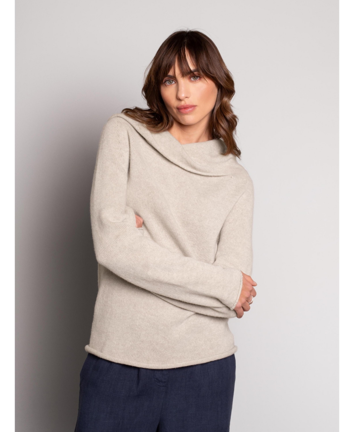 Women's Collared Slouch Sweater - Oatmeal