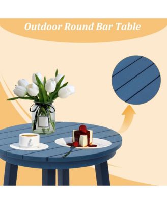 Tall Adirondack Chair with Bar Table Patio Chairs Outdoor Adirondack Barstool Outdoor Furniture Set Balcony Chairs for Lawn Backyard Garden, Blue