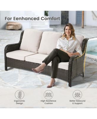 6 Pcs Outdoor Patio Furniture Set,High Back Sofa and Swivel Chairs Set