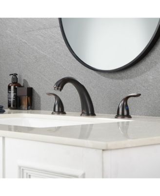 Oil Rubbed Bronze Centerset Double Handle Bathroom Faucet with Pop-Up Drain
