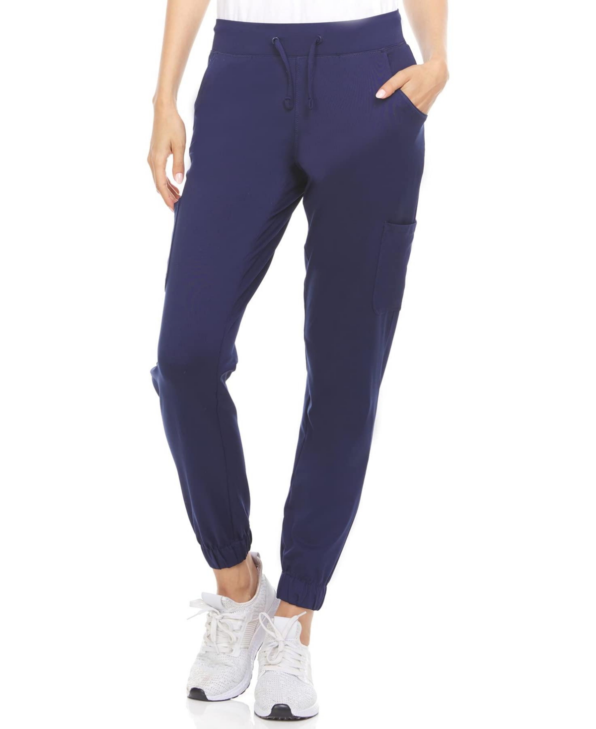 Women's Scrubs Mid Rise Six Pocket Yoga Scrub Joggers, Wine Large - Wine