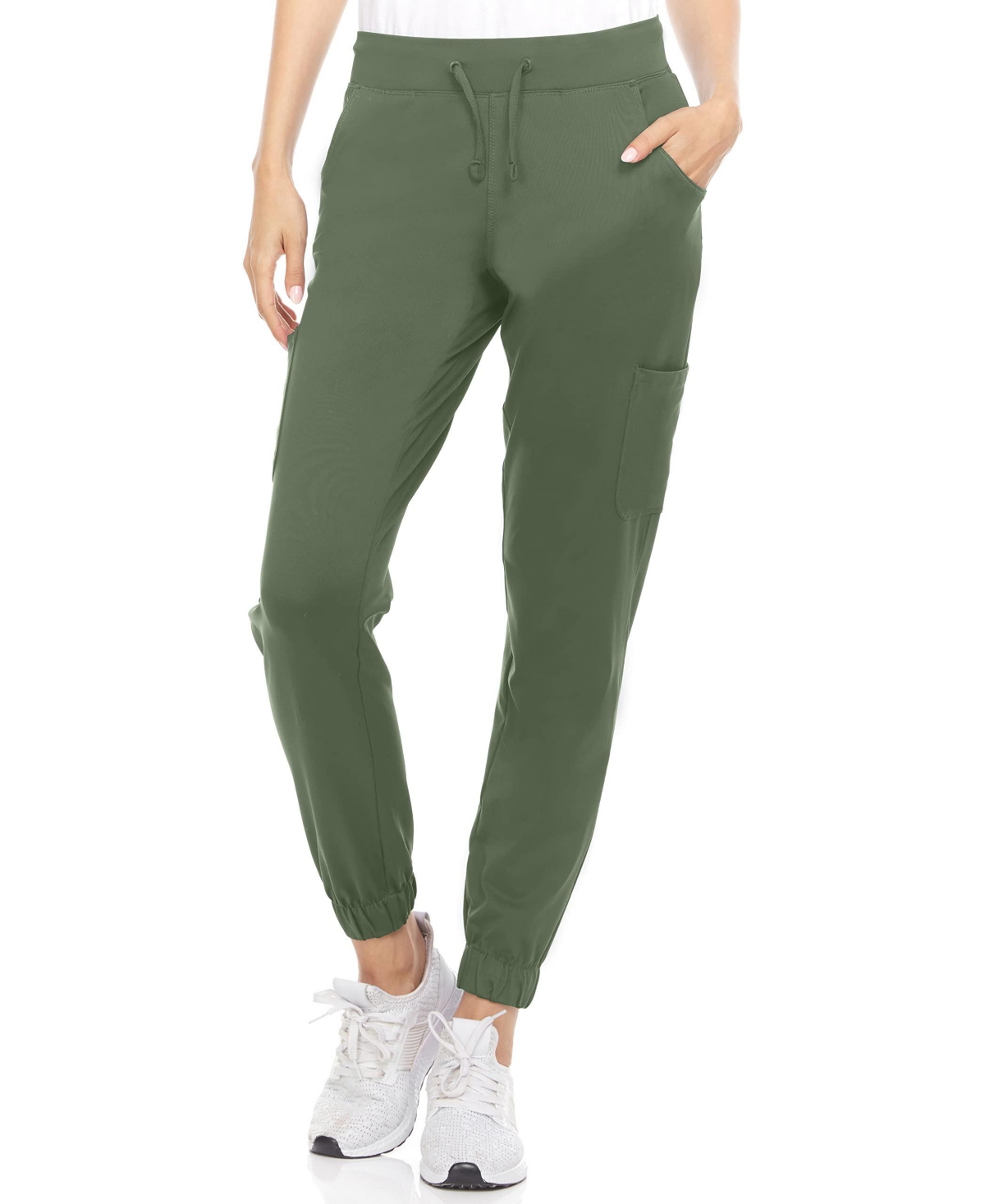 Women's Scrubs Mid Rise Six Pocket Yoga Scrub Joggers, Wine Large - Wine