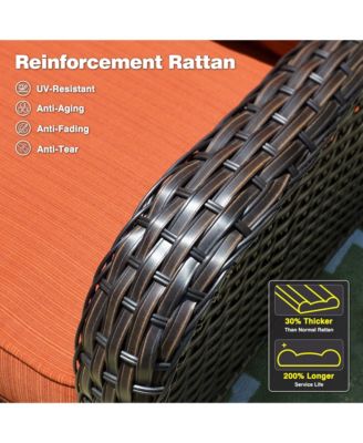 Patio Furniture Sets Outdoor Swivel Rocking Chairs with 50,000 BTU Propane Fire Pit Table 7 Pieces All Weather PE Wicker Conversation Sofa and Matching Side Table