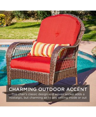 Outdoor Wicker Rocking Chair for Patio, Porch w/ Steel Frame, Weather-Resistant Cushions