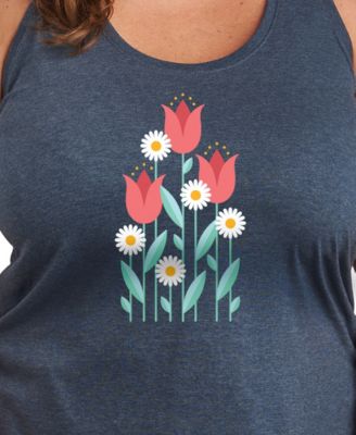 Plus Size Red Flowers Graphic Tank Top