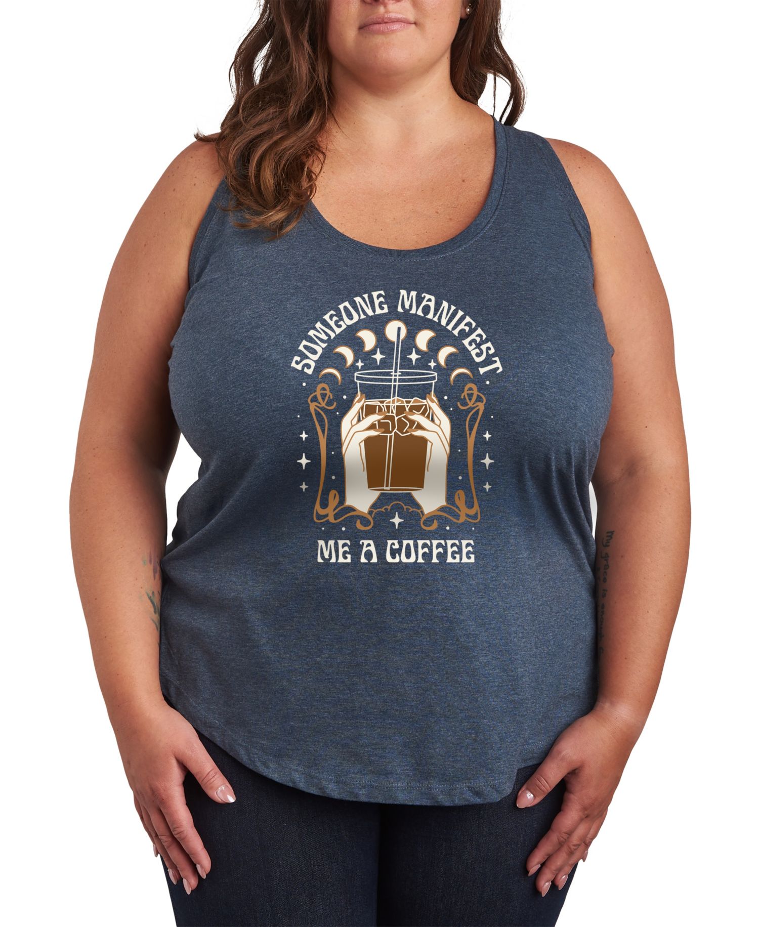 Plus Size Manifest Coffee Graphic Tank Top