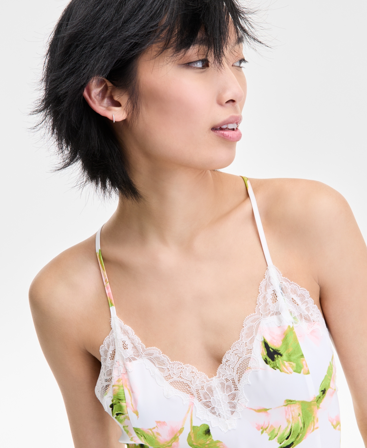 Macy's I.n.c. International Concepts Women's Lace-trim Satin Flutter Romper, Exclusively At