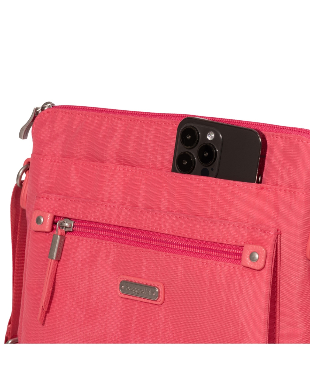 Baggallini Go With Rfid Wristlet Crossbody Bag In Flamingo