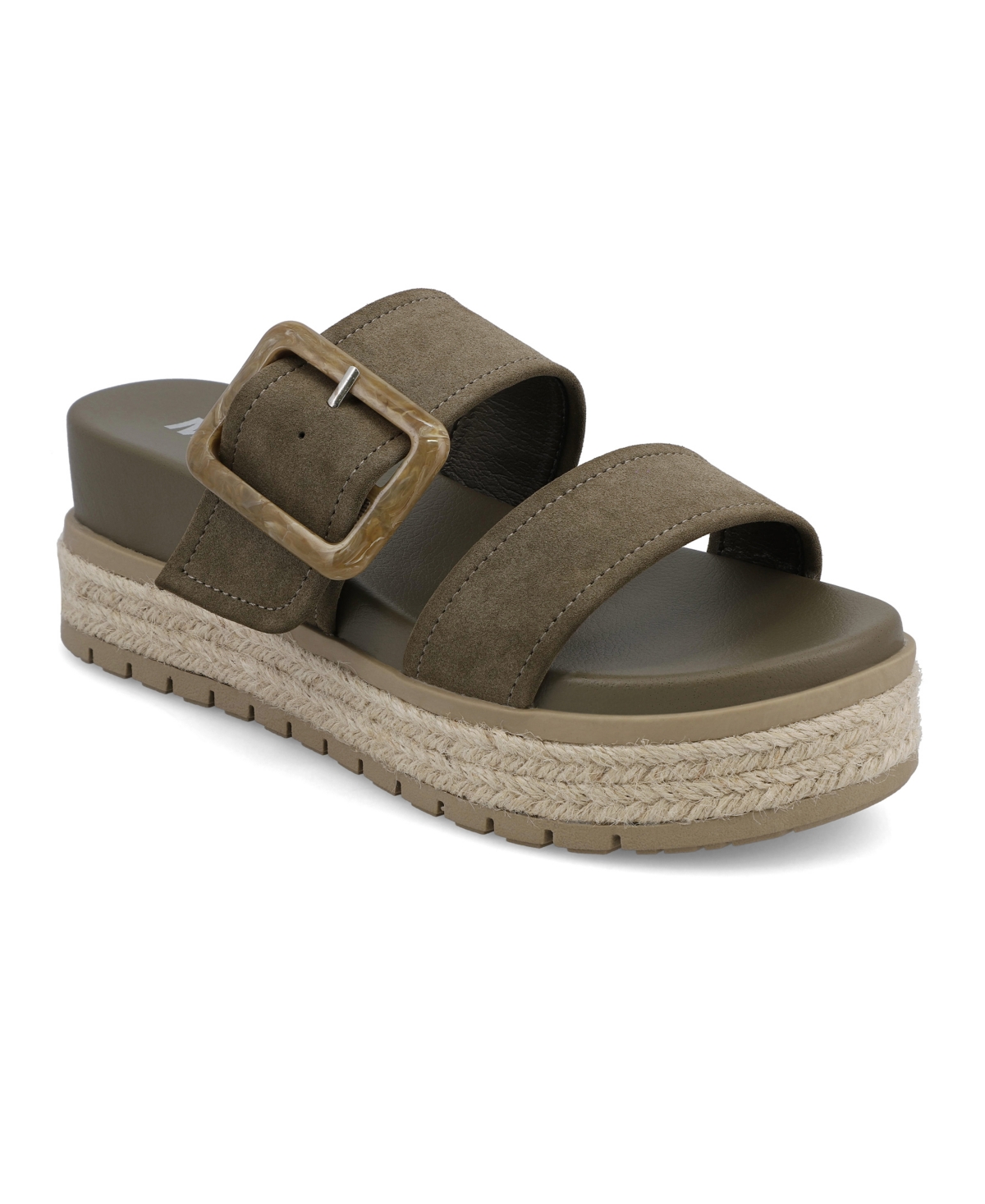 Mia Women's Kika Platform Slide Round Toe Sandals - Khaki
