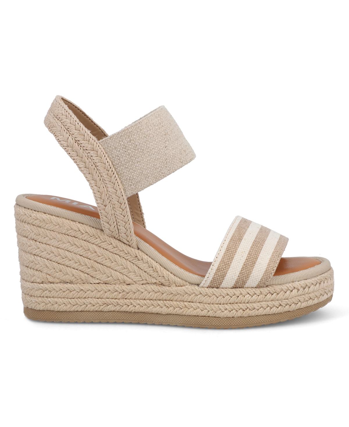 Mia Women's Brittni Round Toe Wedge Sandals In Natural,off White