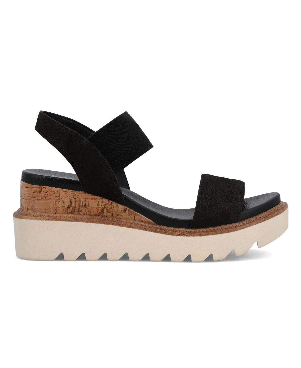 Mia Olany Platform Wedge Ankle Strap Sandal In Black