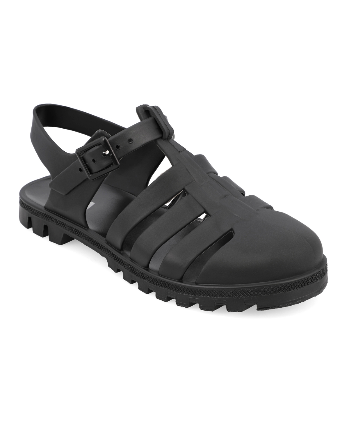 Women's Jelly Fisherman Round Toe Sandals - Black