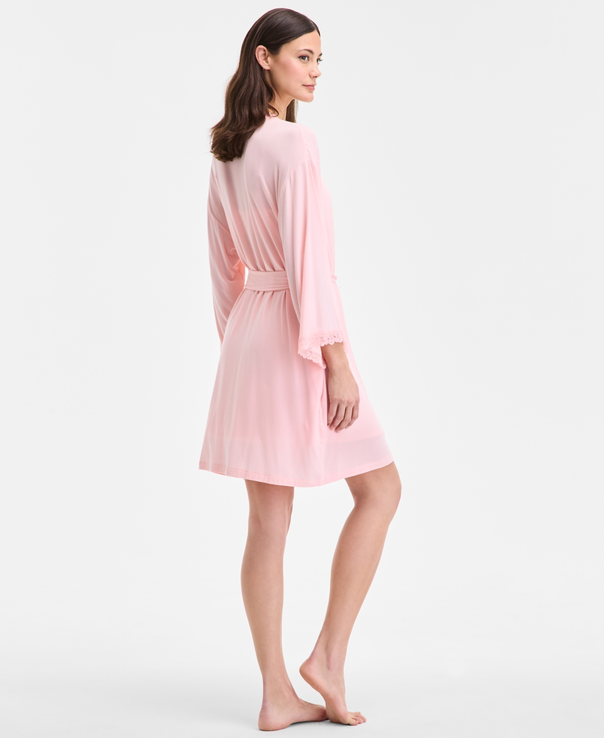 INC INTERNATIONAL CONCEPTS WOMEN'S LACE-TRIM KNIT WRAP ROBE, EXCLUSIVELY AT MACY'S 