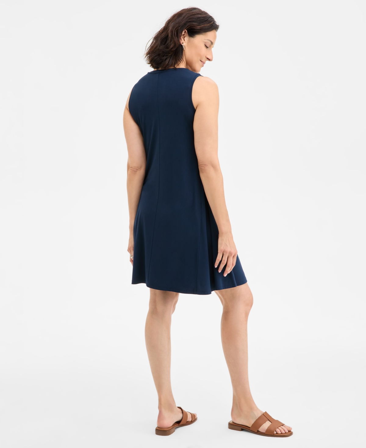 Style & Co Petite Printed Sleeveless Flip Flop Dress, Exclusively At Macy's In Blue