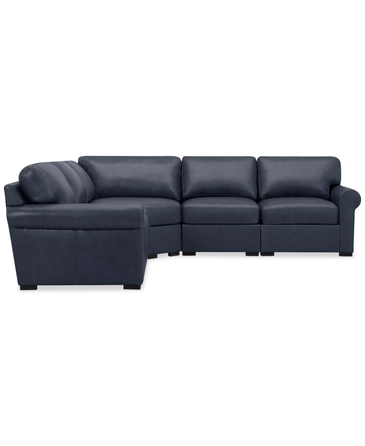 Macy's Radley Roll Arm 117" 5-pc. Leather Wedge Corner L Sectional, Exclusively At