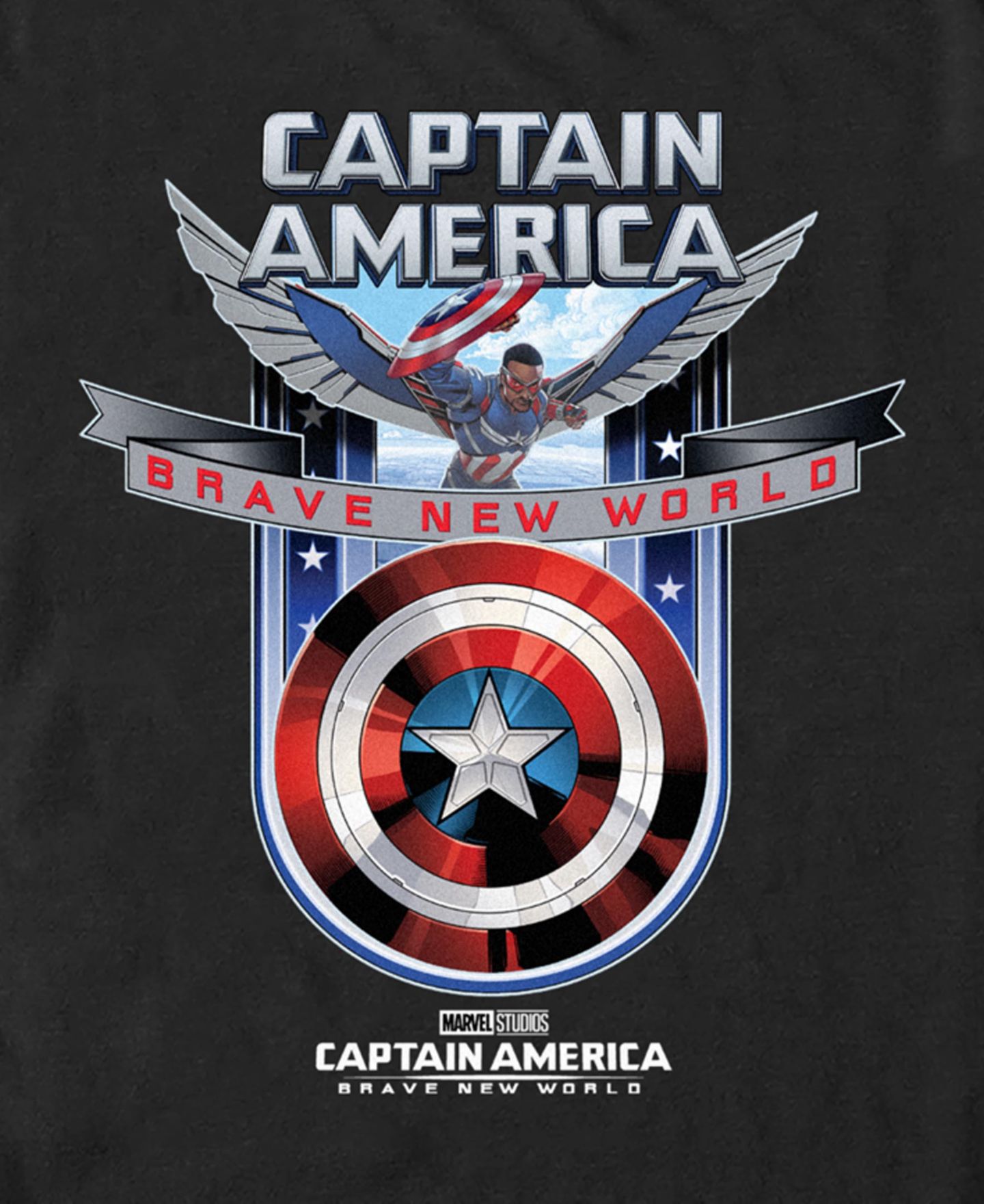 Мужская футболка Marvel Brave New World Shield Short Sleeve, цвет: Чёрный — фото 3
