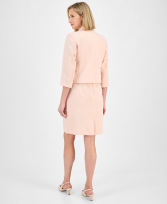 Women's Cropped Open-Front Jacket & Empire-Seamed Sheath Dress Set, Regular & Petite