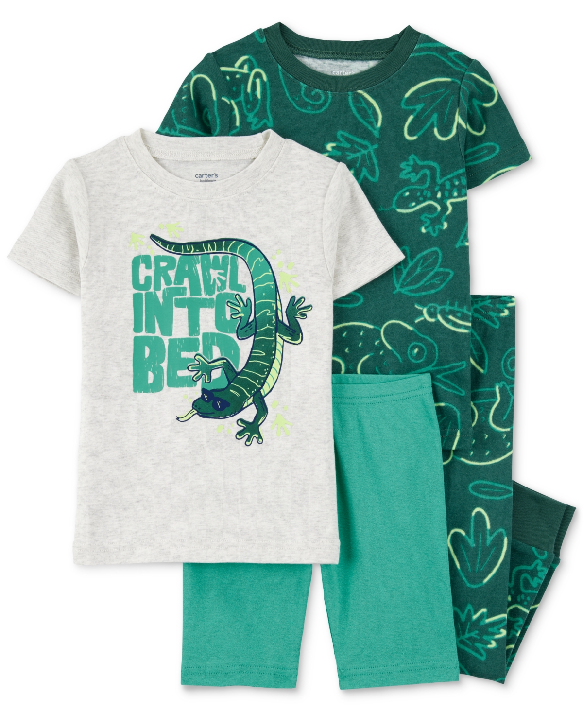 Carter's Toddler Boys Lizard Pajamas, 4 Piece Set