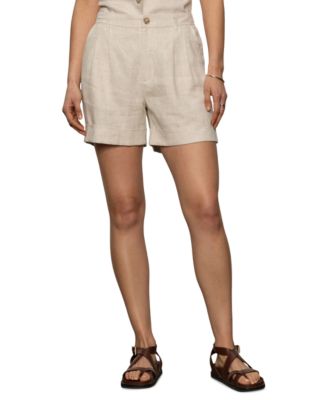 Women's Caravan Linen Mid Rise Cuffed Shorts