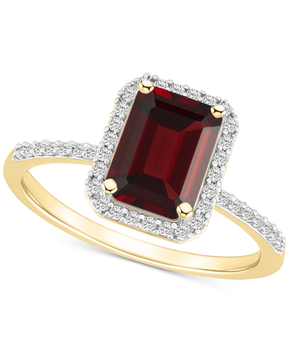 Macy's Blue Topaz (2 Ct. T.w.) & Lab Created White Sapphire (1/4 Ct. T.w.) Statement Ring In 10k Yellow Gol In Garnet