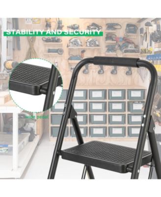 2 Step Ladder Portable Folding Ladder Stool for Adults with Wide Anti-Slip Pedal