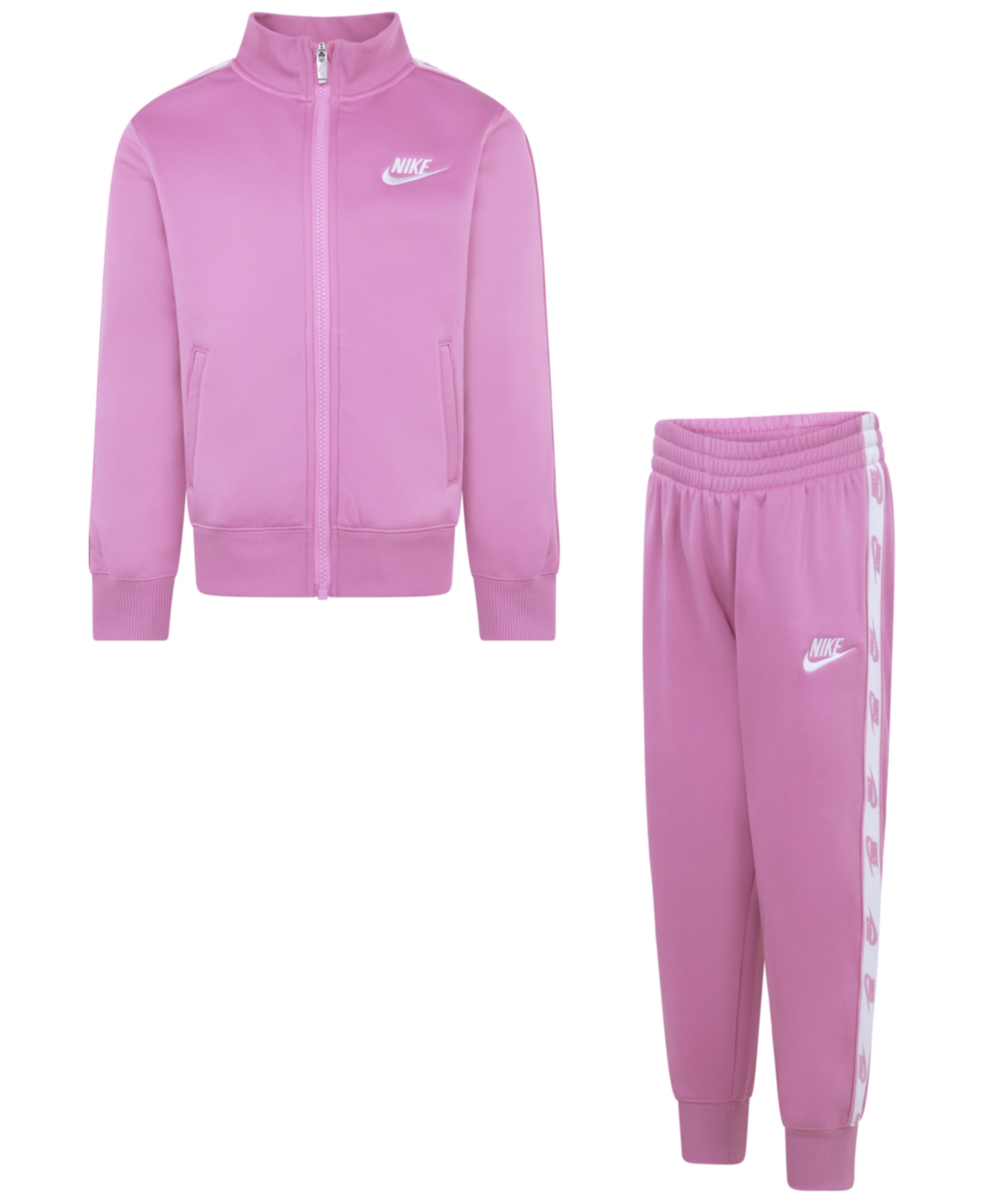 Nike Little Girls Logo-taping Jacket & Pants, 2 Piece Set In Magic Flamingo
