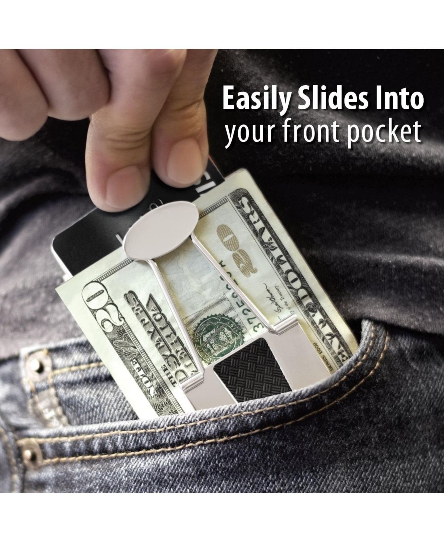 Мужской кошелёк Speidel Bill Binder - Money Clip & Credit Card Holder in Brushed, цвет: Чёрный каучуковый — фото 3