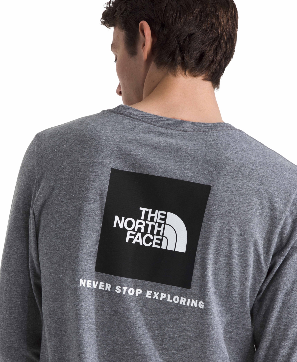 THE NORTH FACE MEN'S LONG SLEEVE BOX NEVER STOP EXPLORING T-SHIRT 