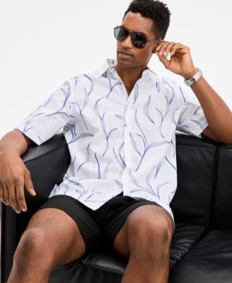 Men's Johnny Short Sleeve Botanical Print Button-Front Shirt, Exclusively at Macy's