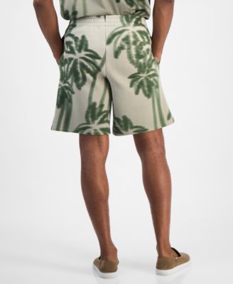 Men's Drawstring Palm Tree Print 9" Bermuda Shorts
