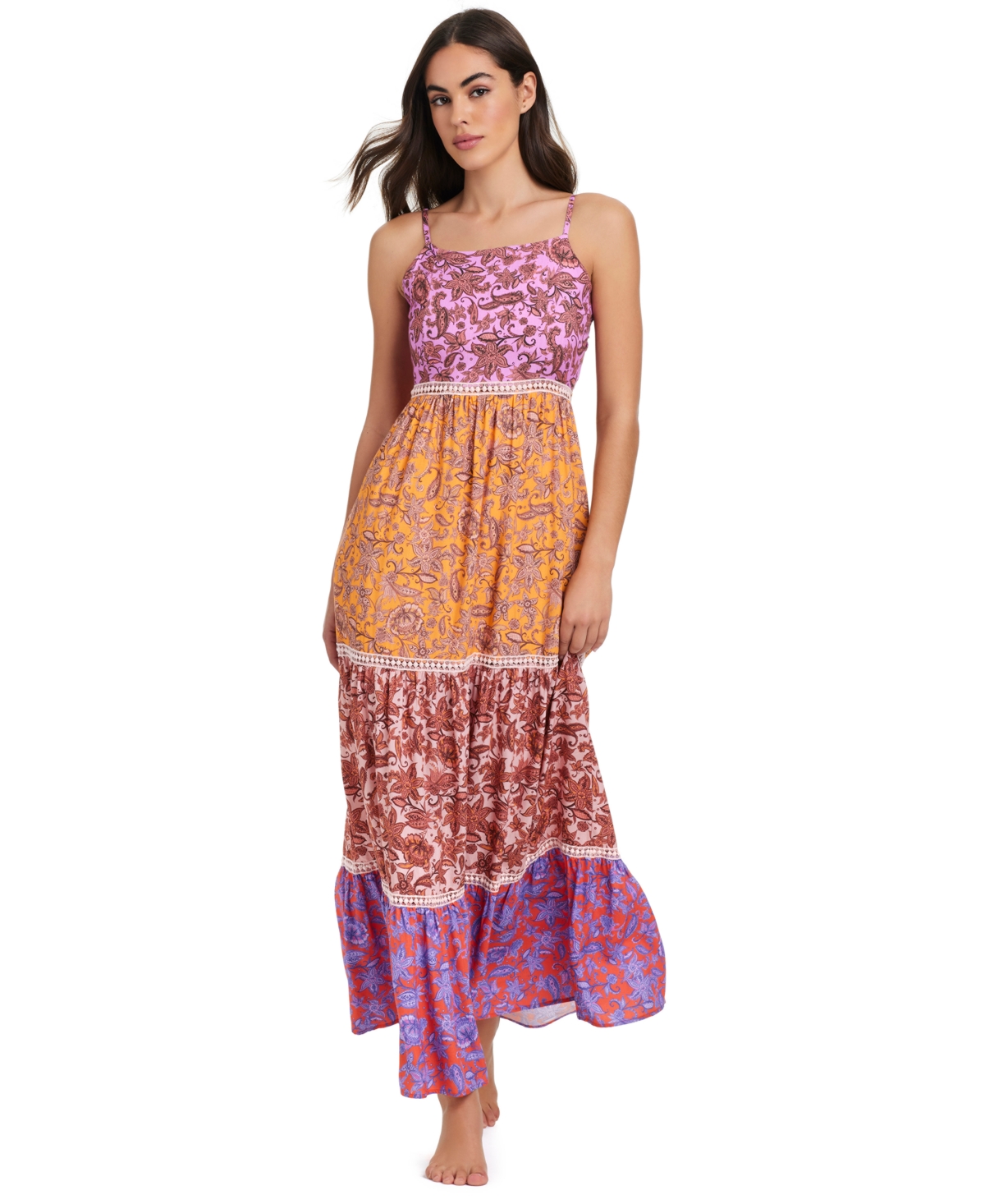 Women's Tie-Back Maxi Swim Cover-Up Dress - Multi