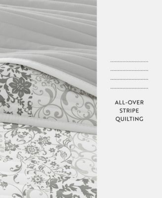 Scrolled Patchwork Reversible 3-Pc. Lightweight Quilt Set, Full/Queen