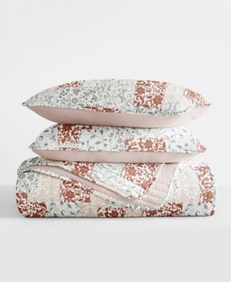 Scrolled Patchwork Reversible 3-Pc. Lightweight Quilt Set, King/California King