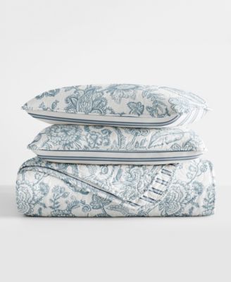 Jacobean and Stripe Reversible 2-Pc. Lightweight Quilt Set, Twin/Twin XL