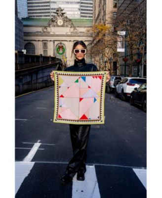 Double Sided Wool Silk Scarf In Color Recombination