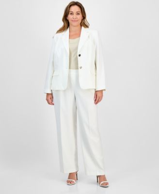 Plus Size Crepe Two-Button Jacket & Pull-On 2 Piece Pantsuit