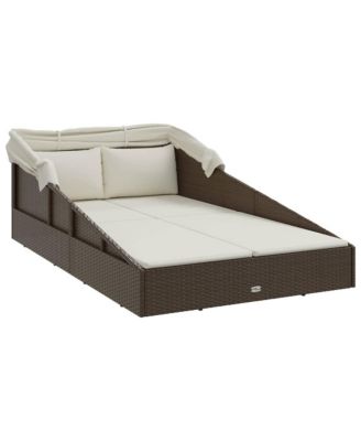 Sunbed with Foldable Roof  78.7"x44.9"x50.4" Poly Rattan