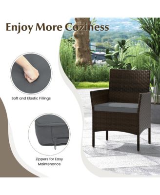 4 PCS Outdoor Wicker Furniture Set  Patio Rattan Conversation Set w/ Chair & Loveseat