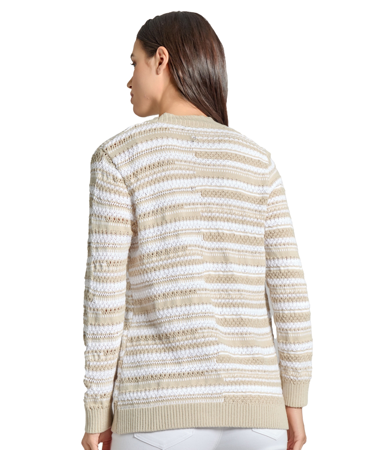 Jones New York Petite Open-front Cardigan In Natural Stone