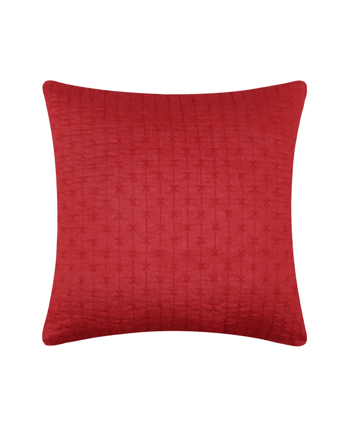 Levtex Cross Stitch Quilted Decorative Pillow, 18" X 18" In Red