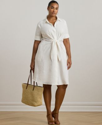 Plus-Size Linen Shirt Dress
