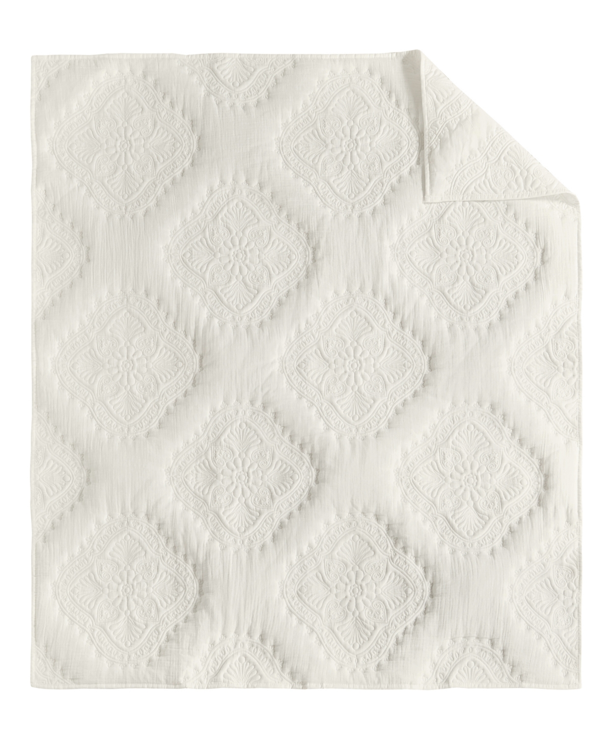 Levtex Muslin Stitch Stitching Quilted Throw, 50" X 60" In Off-white