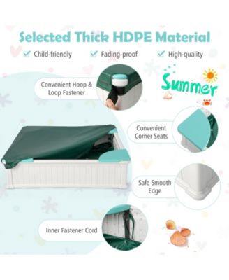 Kids Outdoor Sandbox with Oxford Cover and 4 Corner Seats