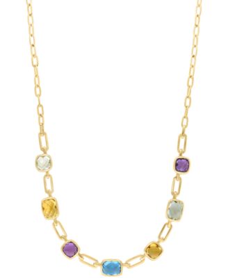 EFFY&reg; Multi-Gemstone Bezel 18" Collar Necklace (8-3/8 ct. t.w.) in 14k Gold-Plated Sterling Silver