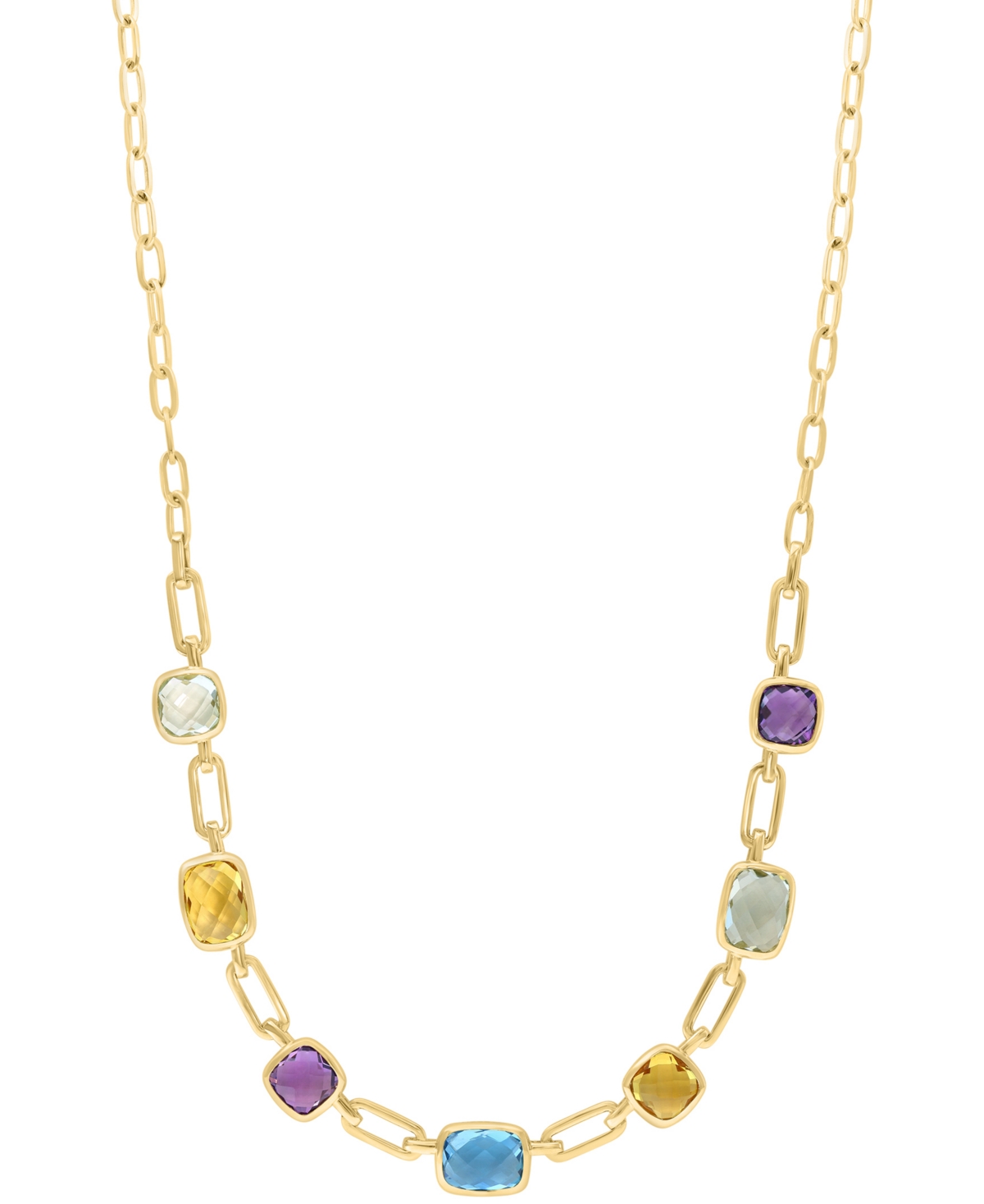 Effy Collection Effy Multi-gemstone Bezel 18" Collar Necklace (8-3/8 Ct. T.w.) In 14k Gold-plated Sterling Silver In Multi