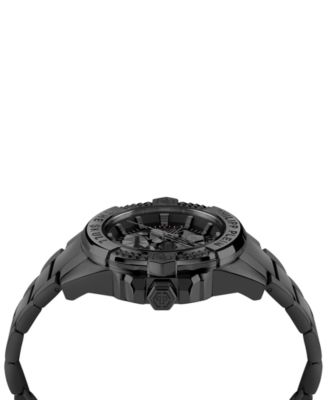 Men's The Skull Black Ion Plated Bracelet Watch 44mm